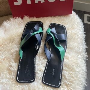 STAUD Women's Black and Green Sandals